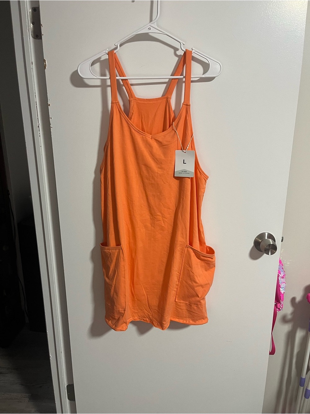 Amazon Orange Mini Pocket Tank Dress With Built In Shorts